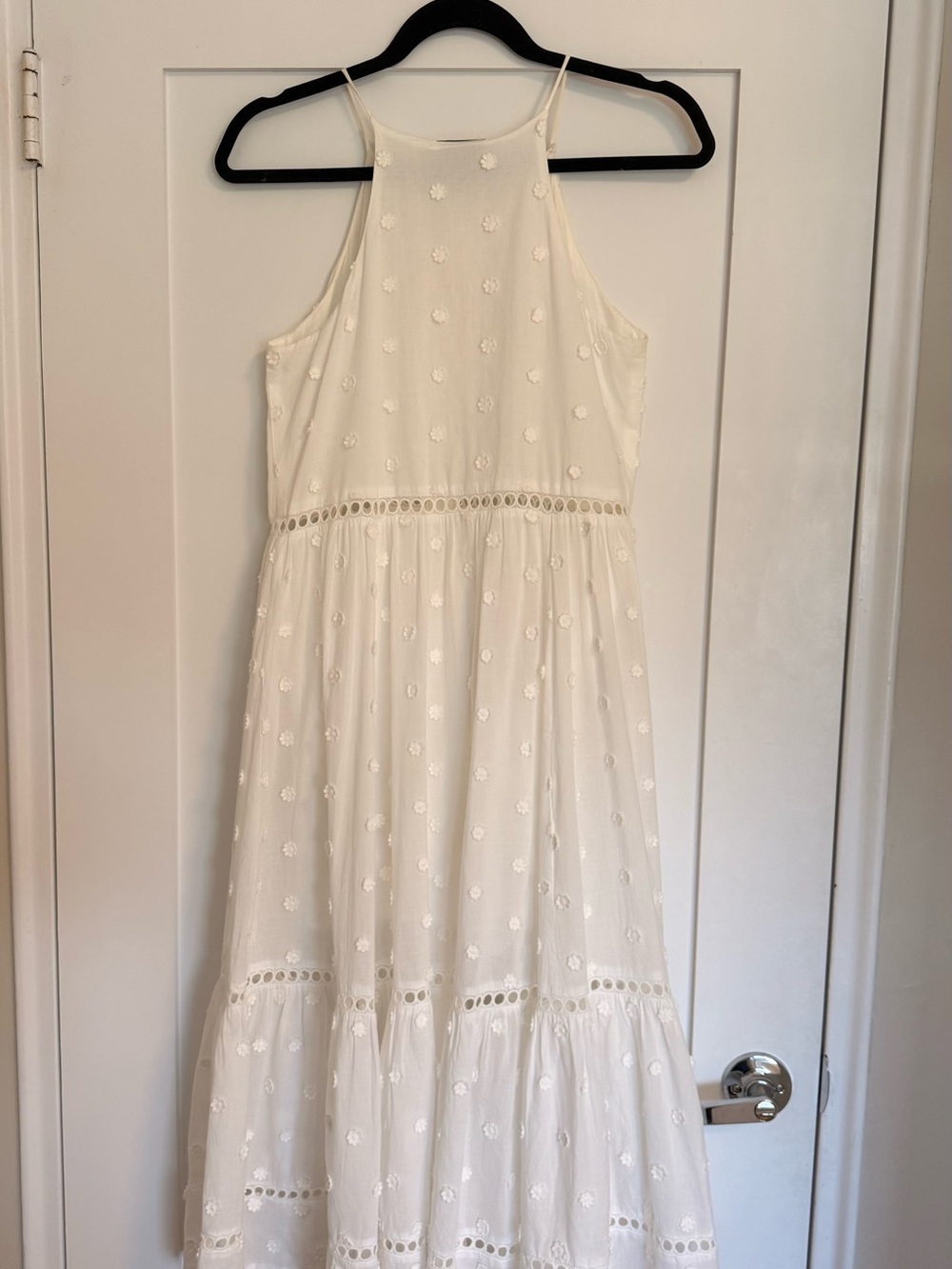 Farm Rio Harmonia White Floral Appliqué Midi Dress - Picture 4 of 6